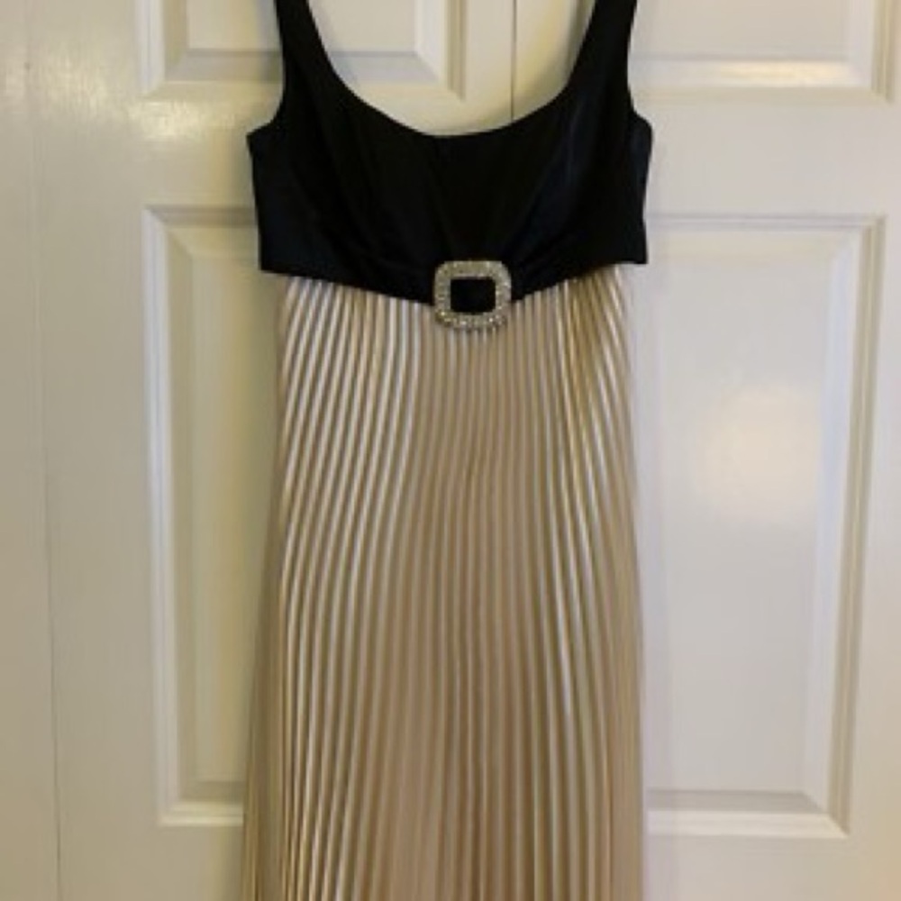 JS Collections Black and Cream Midi Dress